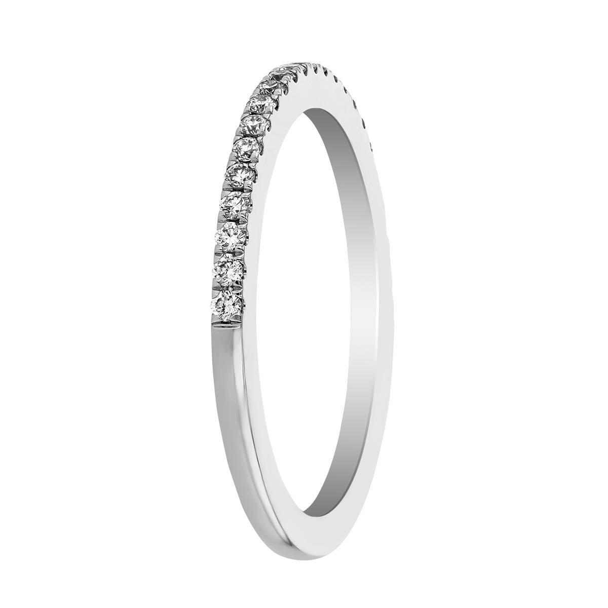 Diamond Pavé Wedding Band in White Gold, 0.16 cttw